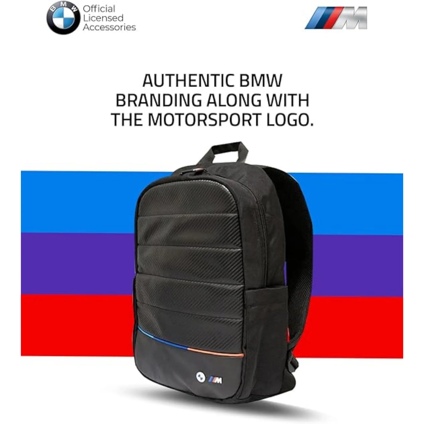 BMW Notebook Rucksack 16", Schwarz – Carbon Tricolor