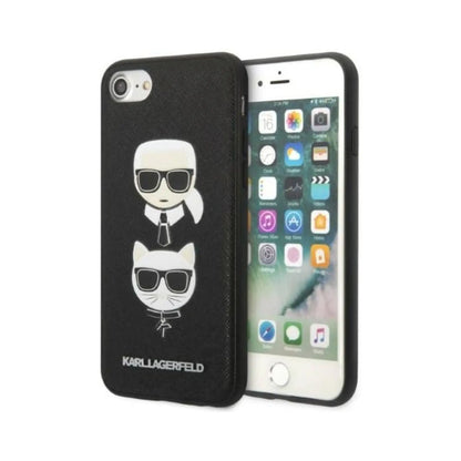 Karl Lagerfeld Saffiano Karl & Choupette Heads Case, Schwarz - iPhone SE 2022 / SE 2020 / 8 / 7