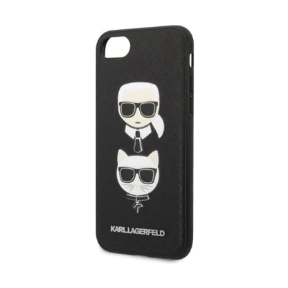 Karl Lagerfeld Saffiano Karl & Choupette Heads Case, Schwarz - iPhone SE 2022 / SE 2020 / 8 / 7