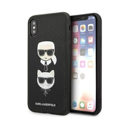Karl Lagerfeld Hülle Saffiano Karl & Choupette Heads Schwarz – iPhone XS/X