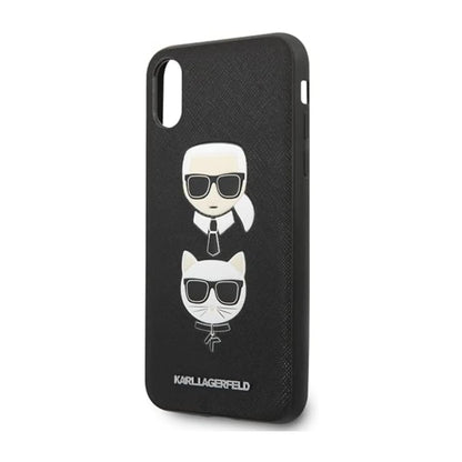 Karl Lagerfeld Saffiano Karl & Choupette Heads Case, Schwarz - iPhone Xs Max