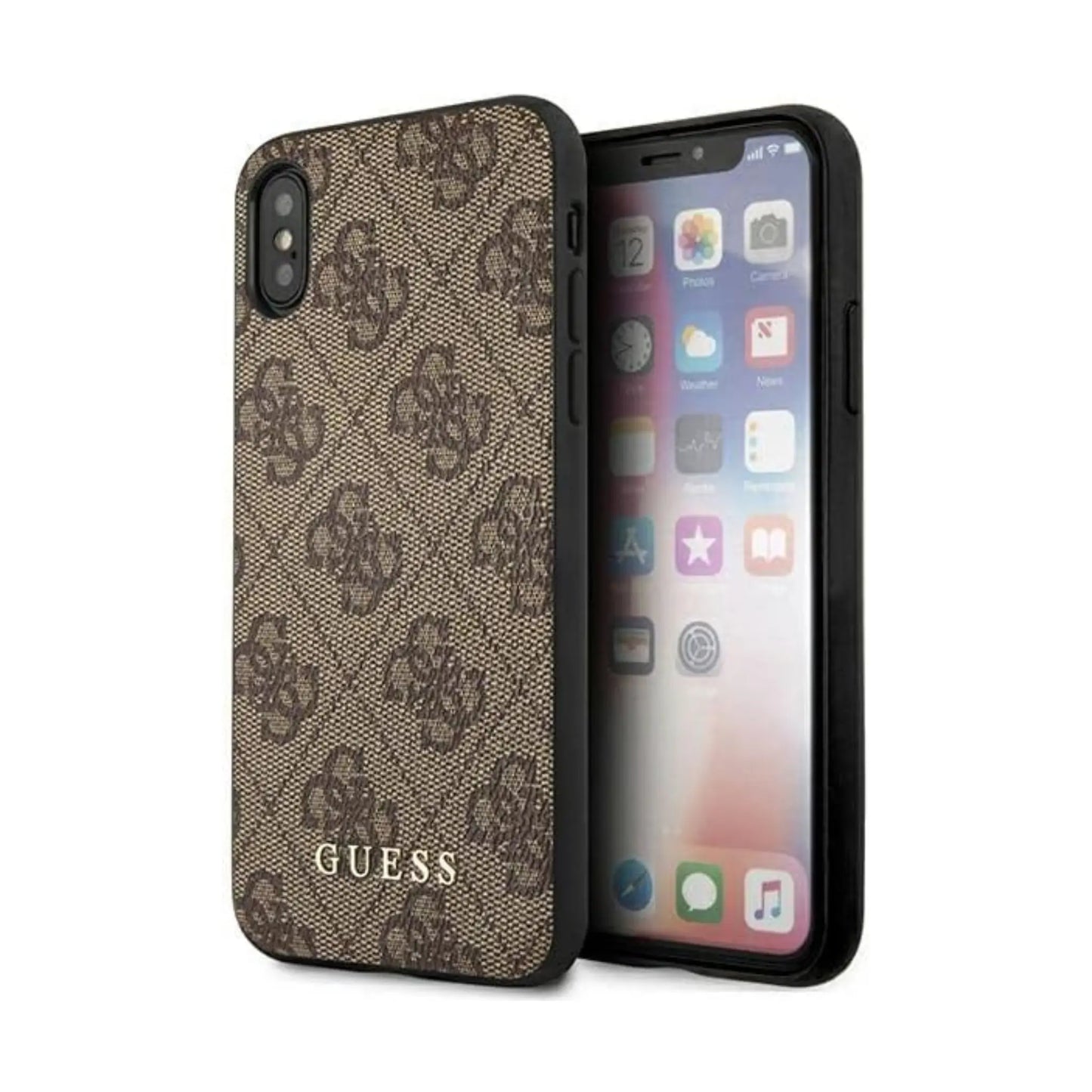 Guess Hülle GUHCI65G4GFBR 4G Metal Gold Logo Braun – iPhone XS Max