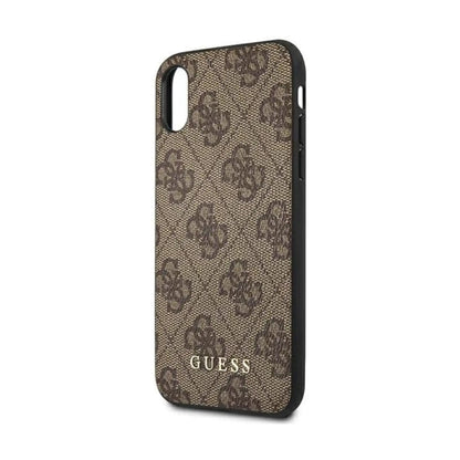 Guess Hülle GUHCI65G4GFBR 4G Metal Gold Logo Braun – iPhone XS Max