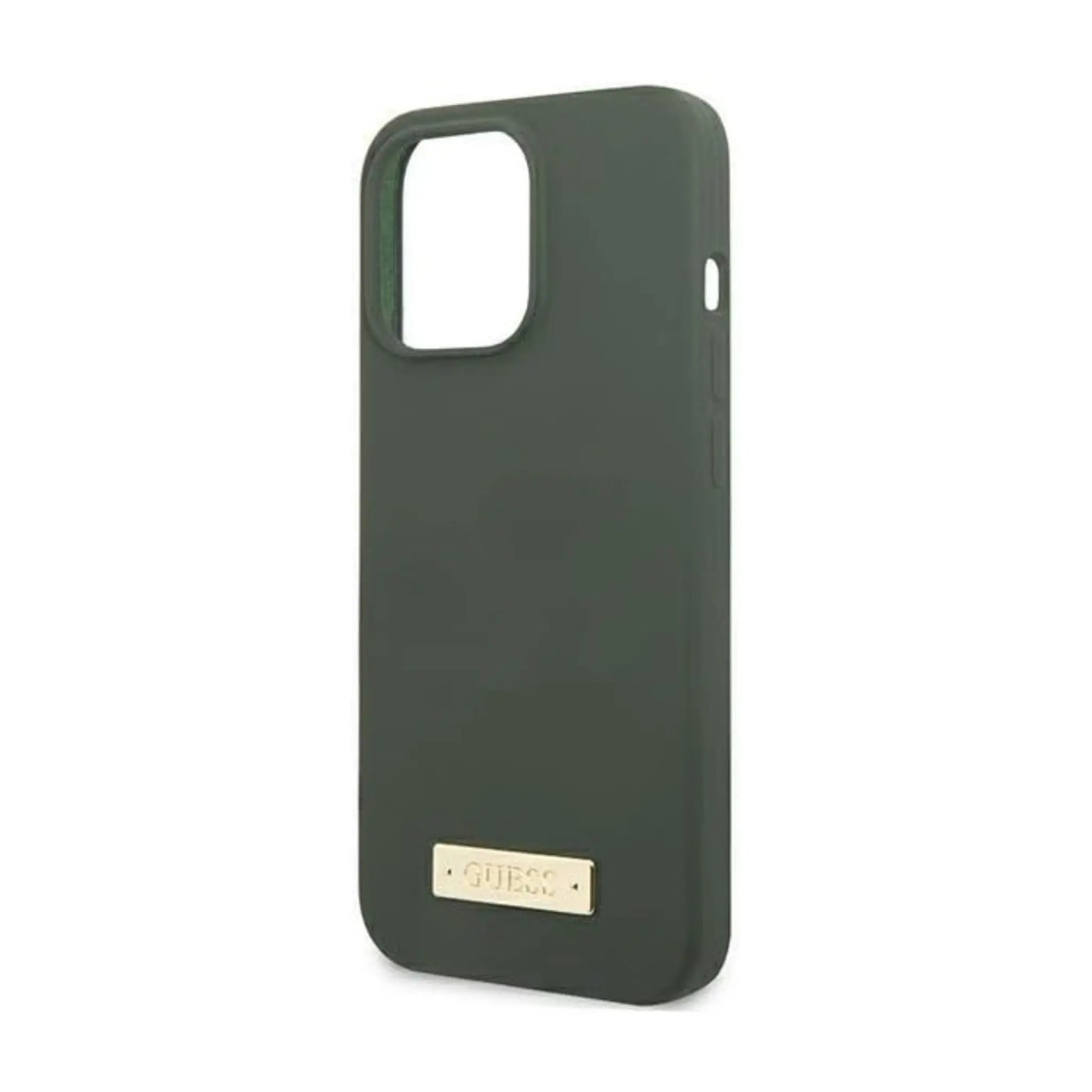 Guess Silicone Logo Plate MagSafe Case, Grün – iPhone 13 Pro Max