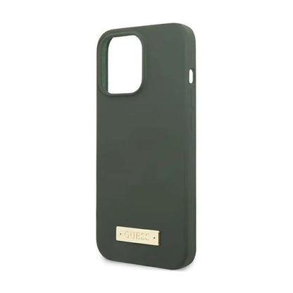 Guess Silicone Logo Plate MagSafe Case, Grün – iPhone 13 Pro Max