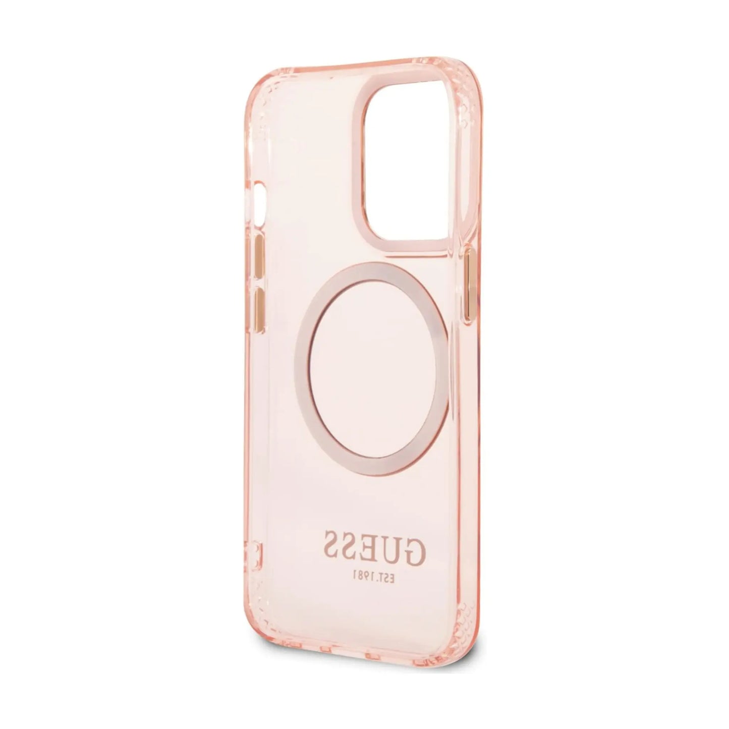 Guess Hülle Gold Outline Translucent MagSafe Pink - iPhone 13 Pro Max