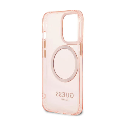 Guess Hülle Gold Outline Translucent MagSafe Pink - iPhone 13 Pro Max