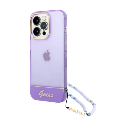 Guess Hülle Translucent Pearl Strap Lila - iPhone 14 Pro Max