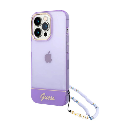 Guess Hülle Translucent Pearl Strap Lila - iPhone 14 Pro Max