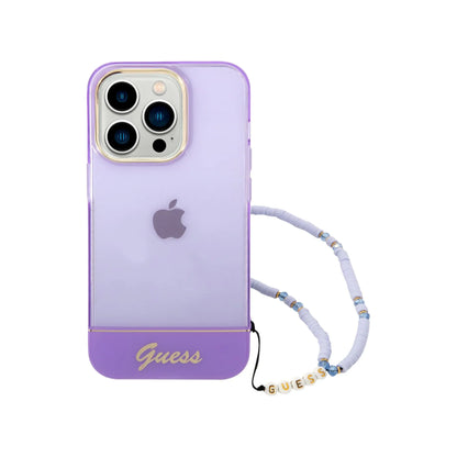 Guess Hülle Translucent Pearl Strap Lila - iPhone 14 Pro Max