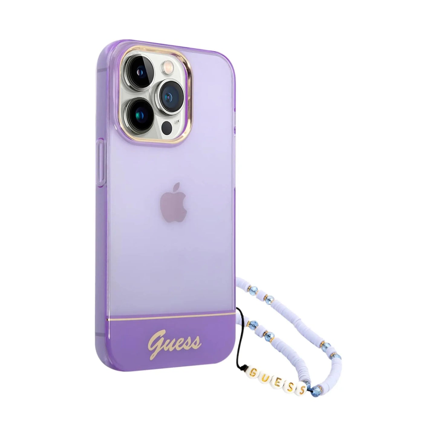 Guess Hülle Translucent Pearl Strap Lila - iPhone 14 Pro Max