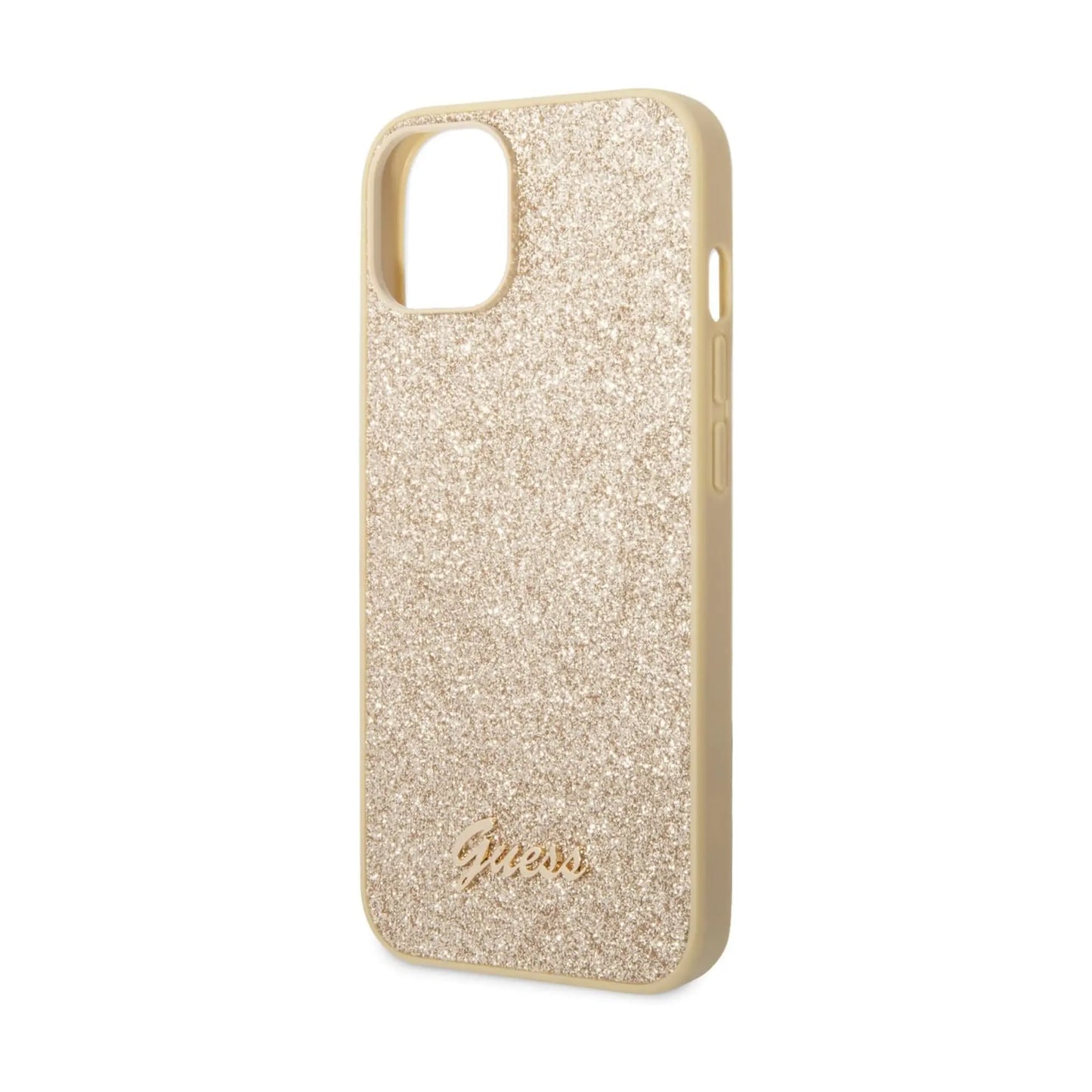Guess Hülle Glitter Flakes Metal Logo Gold - iPhone 14 Plus