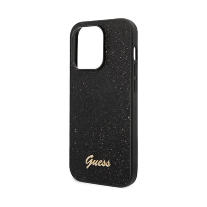 Guess Glitter Flakes Metal Logo Case, Transparent/Silber – iPhone 14 Pro Max