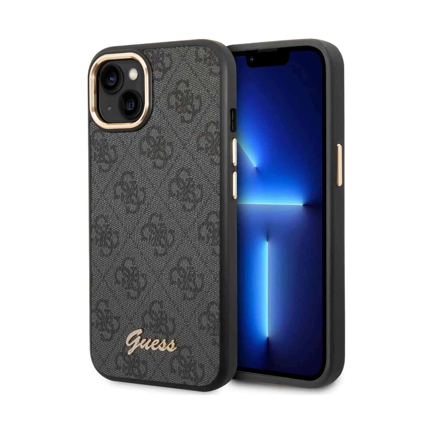 Guess 4G Hülle Schwarz mit Metall Kamera-Umriss – iPhone 14