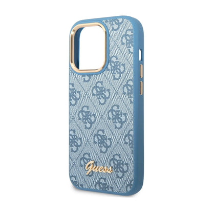Guess 4G Vintage Gold Logo Case, Blau – iPhone 14 Pro