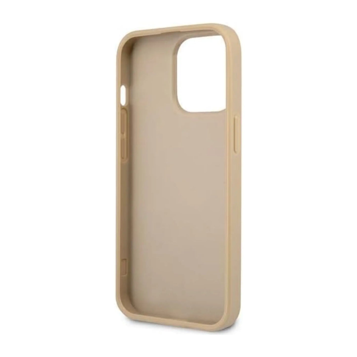 Guess iPhone 14 Pro Hülle GUHCP14LPSATLE, Beige – Saffiano Triangle Logo