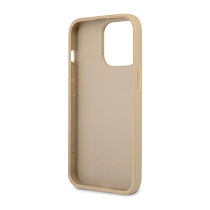 Guess iPhone 14 Pro Hülle GUHCP14LPSATLE, Beige – Saffiano Triangle Logo