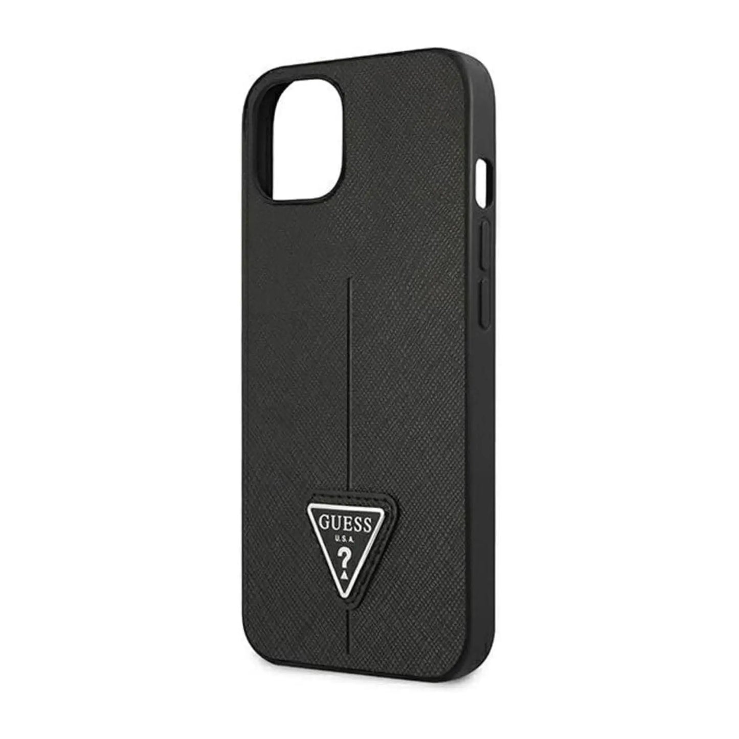 Guess iPhone 14 Hülle GUHCP14SPSATLG, Silber – Saffiano Triangle Logo