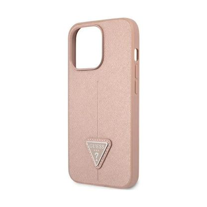 Guess GUHCP14XPSATLP Hardcase Saffiano Triangle Logo Pink – iPhone 14 Pro Max