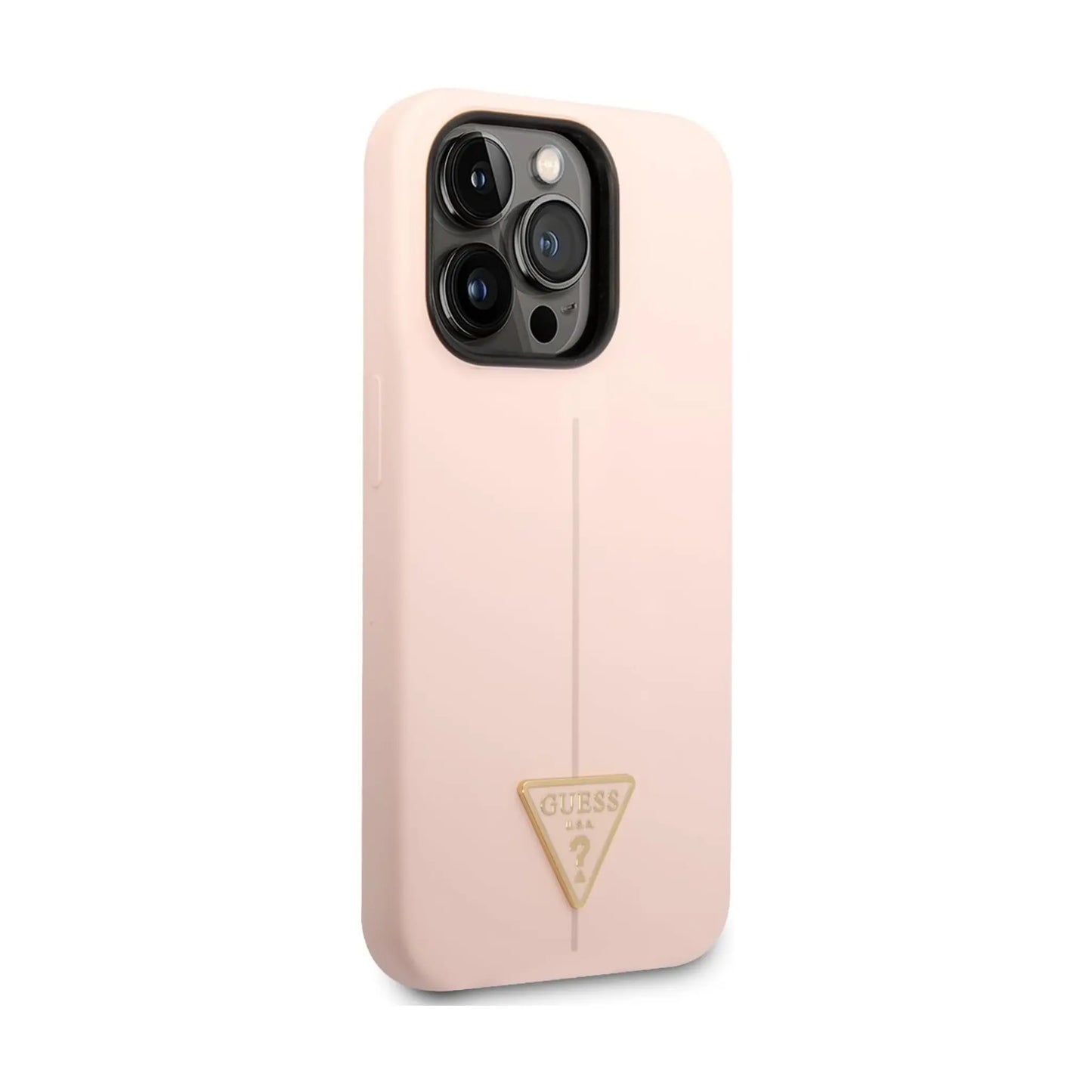 Guess GUHCP14LSLTGP Silicone Triangle Logo Case, Pink – iPhone 14 Pro