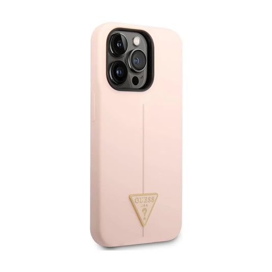 Guess GUHCP14LSLTGP Silicone Triangle Logo Case, Pink – iPhone 14 Pro
