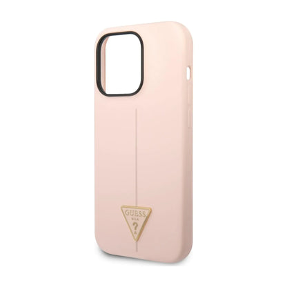 Guess GUHCP14LSLTGP Silicone Triangle Logo Case, Pink – iPhone 14 Pro
