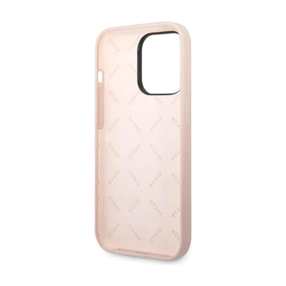 Guess GUHCP14LSLTGP Silicone Triangle Logo Case, Pink – iPhone 14 Pro