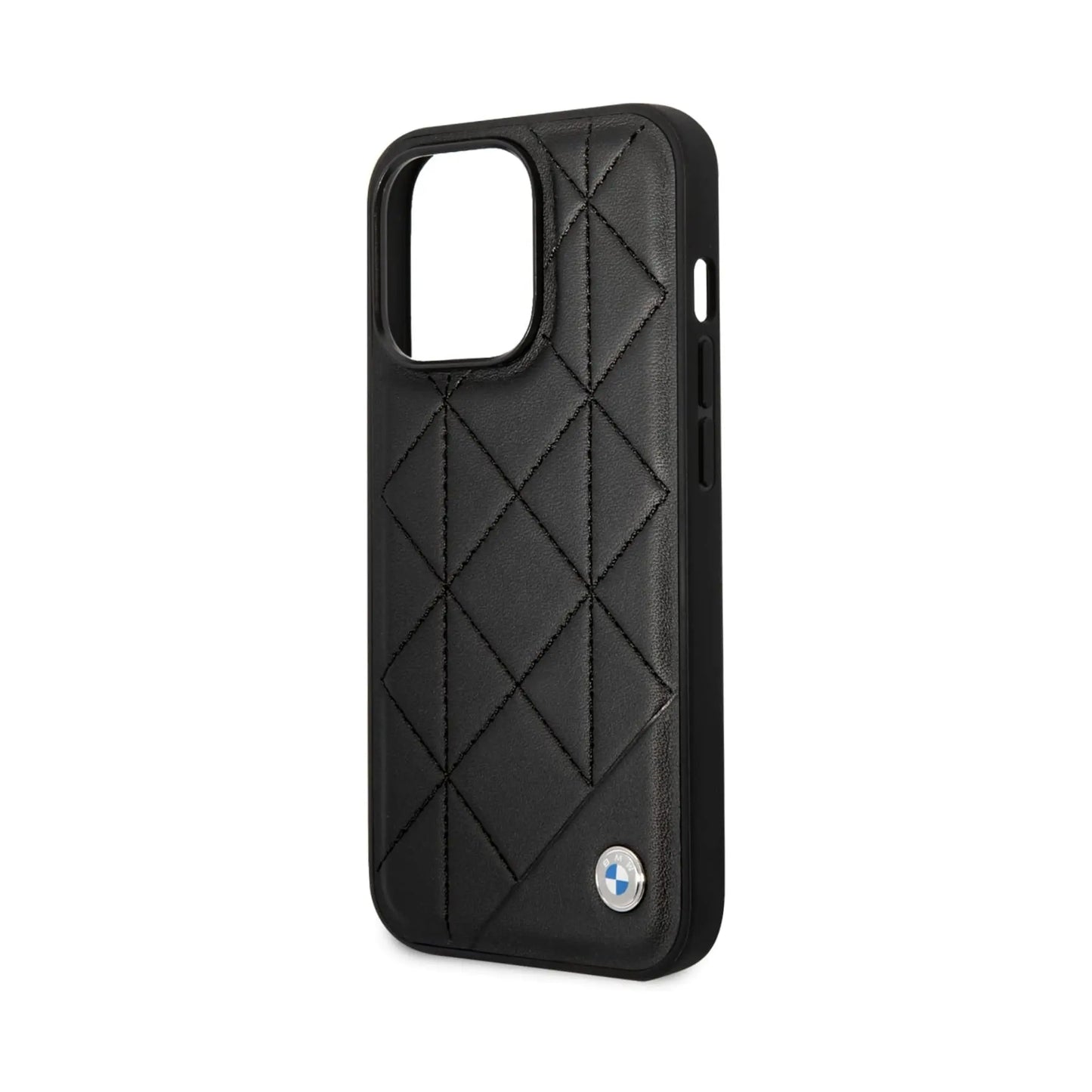 BMW iPhone 14 Pro Hülle, Schwarz – Leder Gesteppt