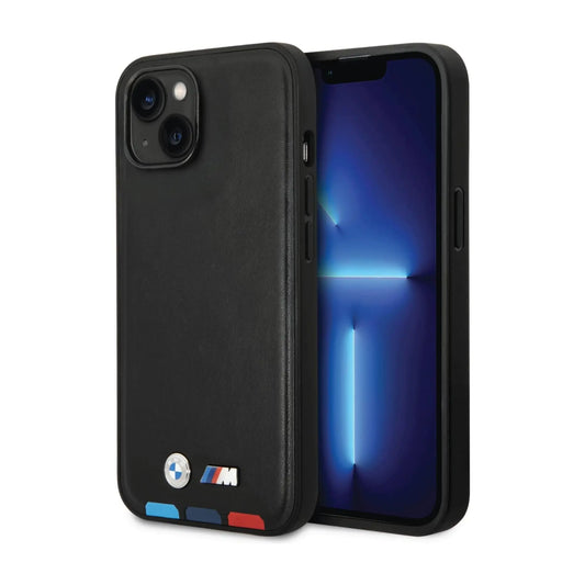 BMW Hülle Leather Hot Stamp Tricolor Schwarz – iPhone 14