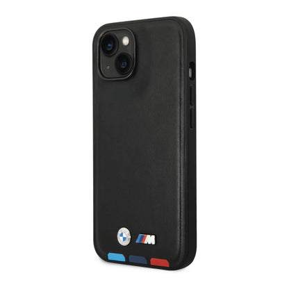 BMW Hülle Leather Hot Stamp Tricolor Schwarz – iPhone 14