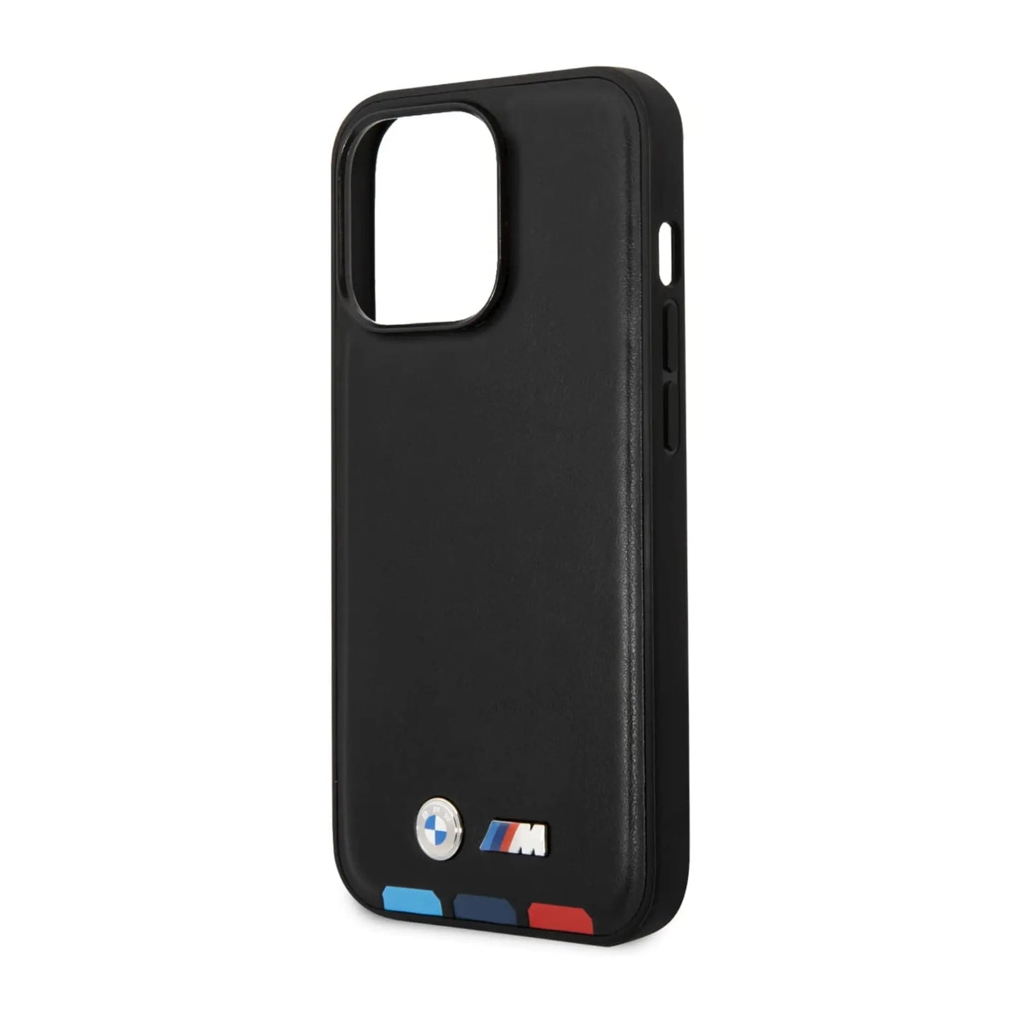 BMW iPhone 14 Pro Hülle, Schwarz – Leather Hot Stamp Tricolor
