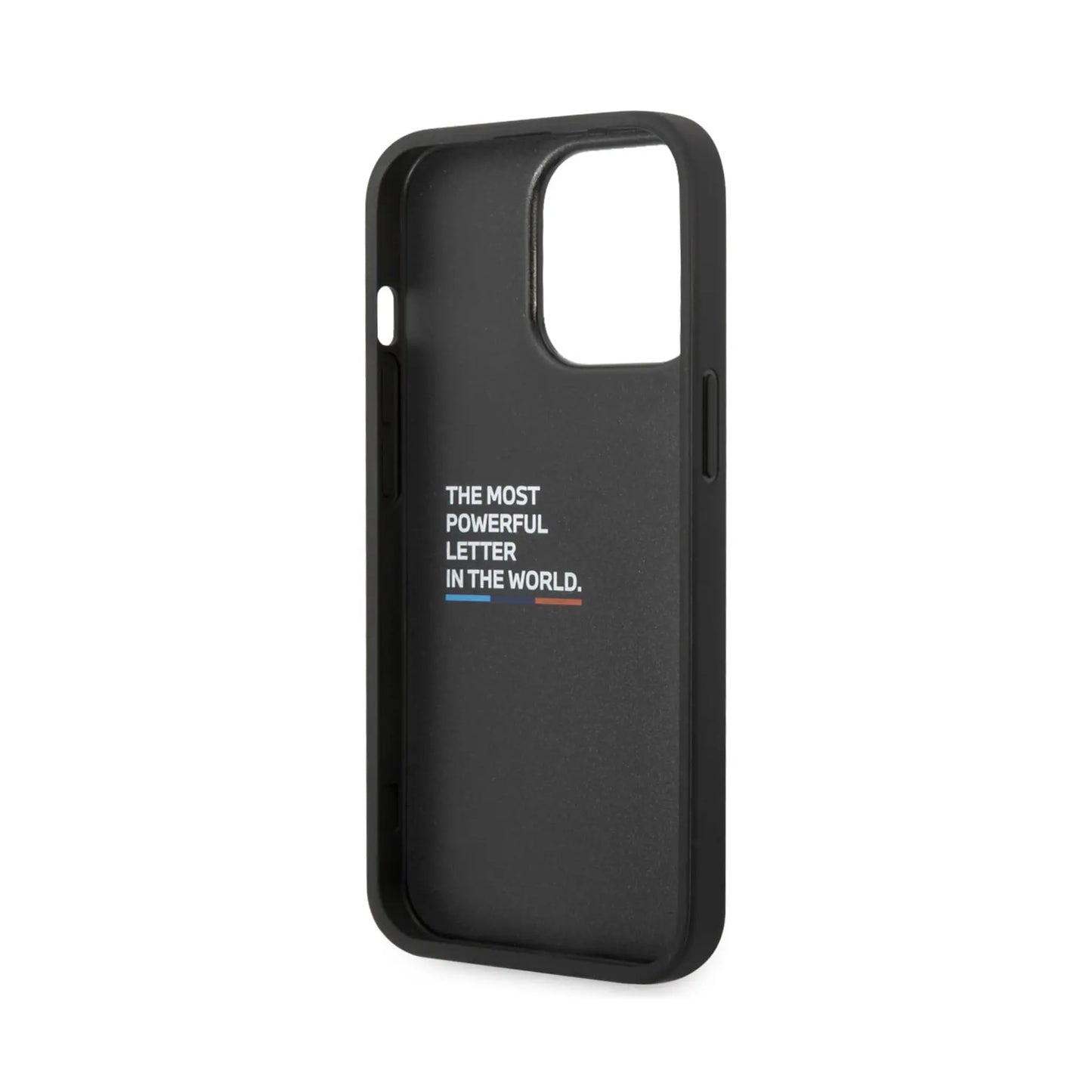 BMW iPhone 14 Pro Max Hülle, Schwarz – M Polyurethan Carbon Blue Line