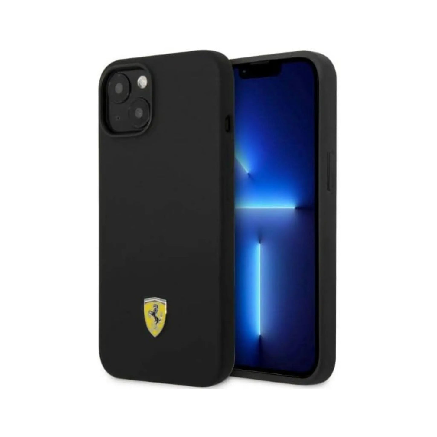 Ferrari Silikon Metal Logo MagSafe Case, Schwarz – iPhone 14 Plus