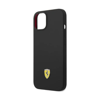 Ferrari Silikon Metal Logo MagSafe Case, Schwarz – iPhone 14 Plus