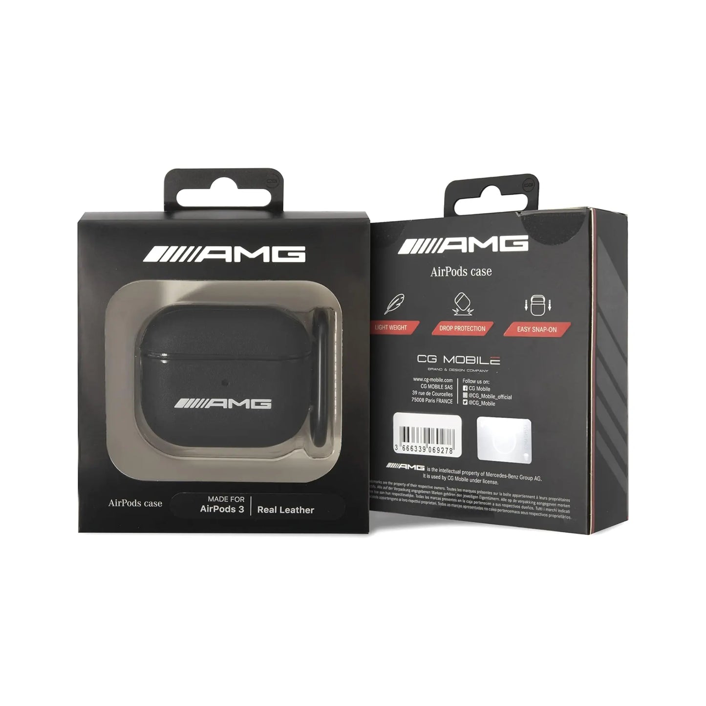 AMG AirPods 3 Hülle, Schwarz – Leder Big Logo