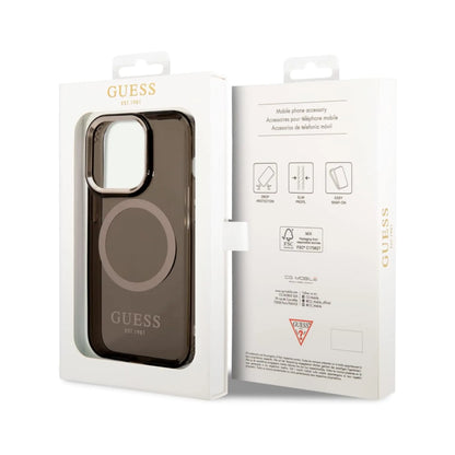 Guess Hülle Gold Outline Translucent MagSafe Schwarz - iPhone 14 Pro Max