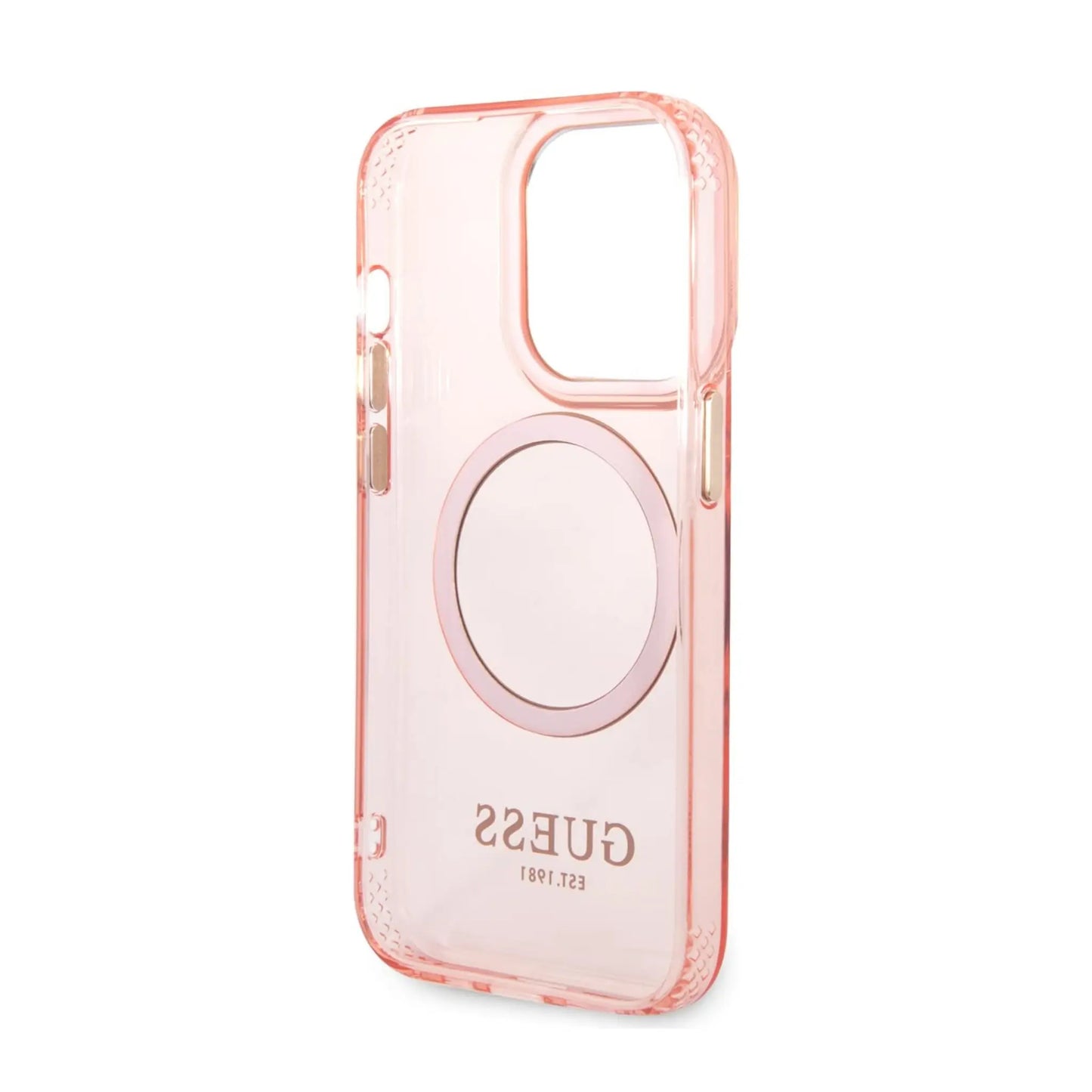 Guess Hülle Gold Outline Translucent MagSafe Pink - iPhone 14 Pro