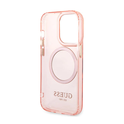 Guess Hülle Gold Outline Translucent MagSafe Pink - iPhone 14 Pro