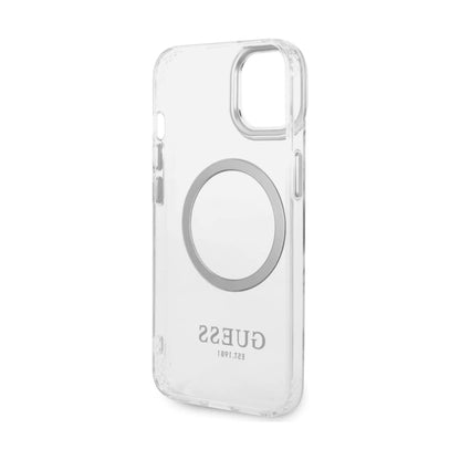 Guess Hülle Metal Outline MagSafe Transparent-Silber - iPhone 14