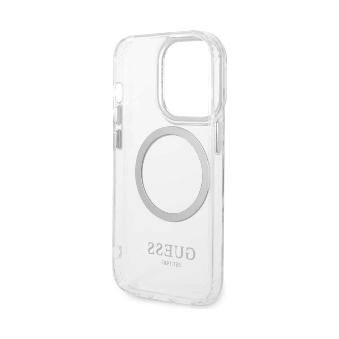 Guess Metal Outline MagSafe Case, Transparent/Silber – iPhone 14 Pro Max