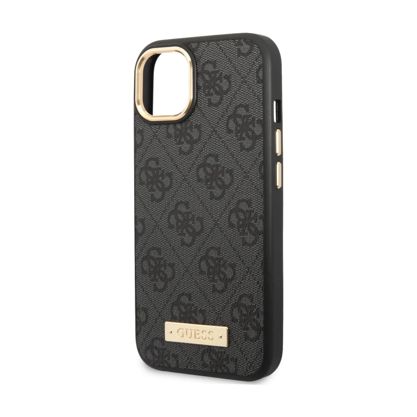 Guess Handyhülle GUHMP14MU4GPRK 4G Logo Plate Schwarz für Magsafe – iPhone 14 Plus