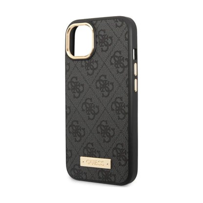 Guess Handyhülle GUHMP14MU4GPRK 4G Logo Plate Schwarz für Magsafe – iPhone 14 Plus