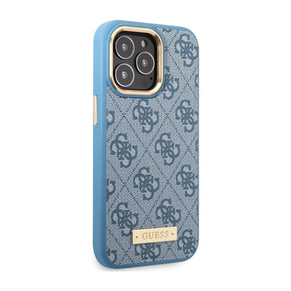 Guess Hülle 4G Logo Plate MagSafe Blau - iPhone 14 Pro Max