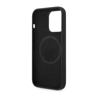 Guess Hülle Silicone Plaque MagSafe Schwarz - iPhone 14 Pro