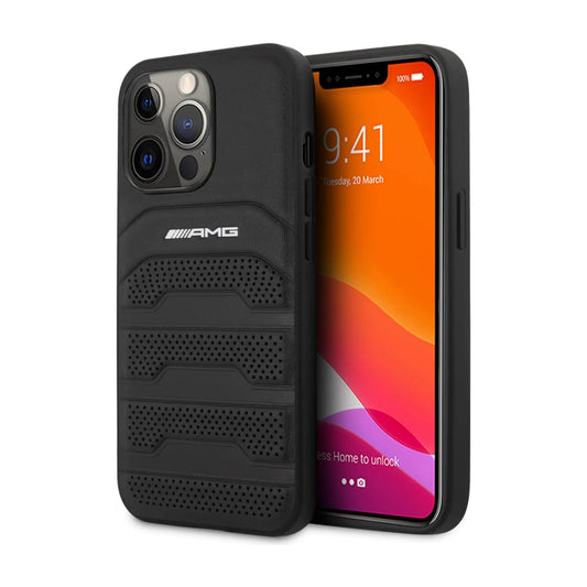 AMG iPhone 14 Pro Hülle, Schwarz – Relieflinien Robust Case