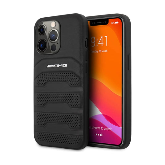 AMG iPhone 14 Pro Max Hülle, Schwarz – Relieflinien Robust Case