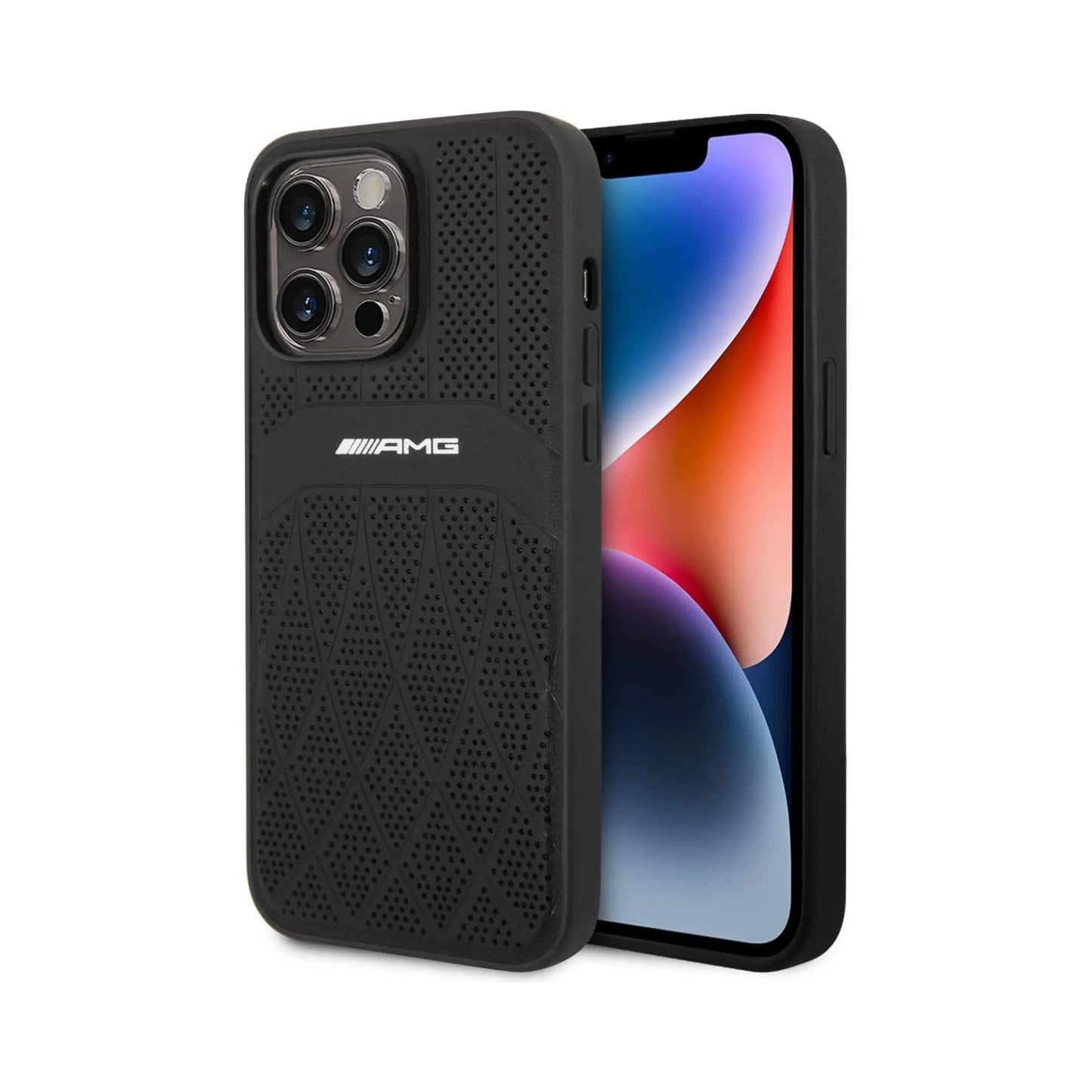 Mercedes-AMG Hülle AMHMP14LOSDBK Leder Curved Lines MagSafe Schwarz – iPhone 14 Pro