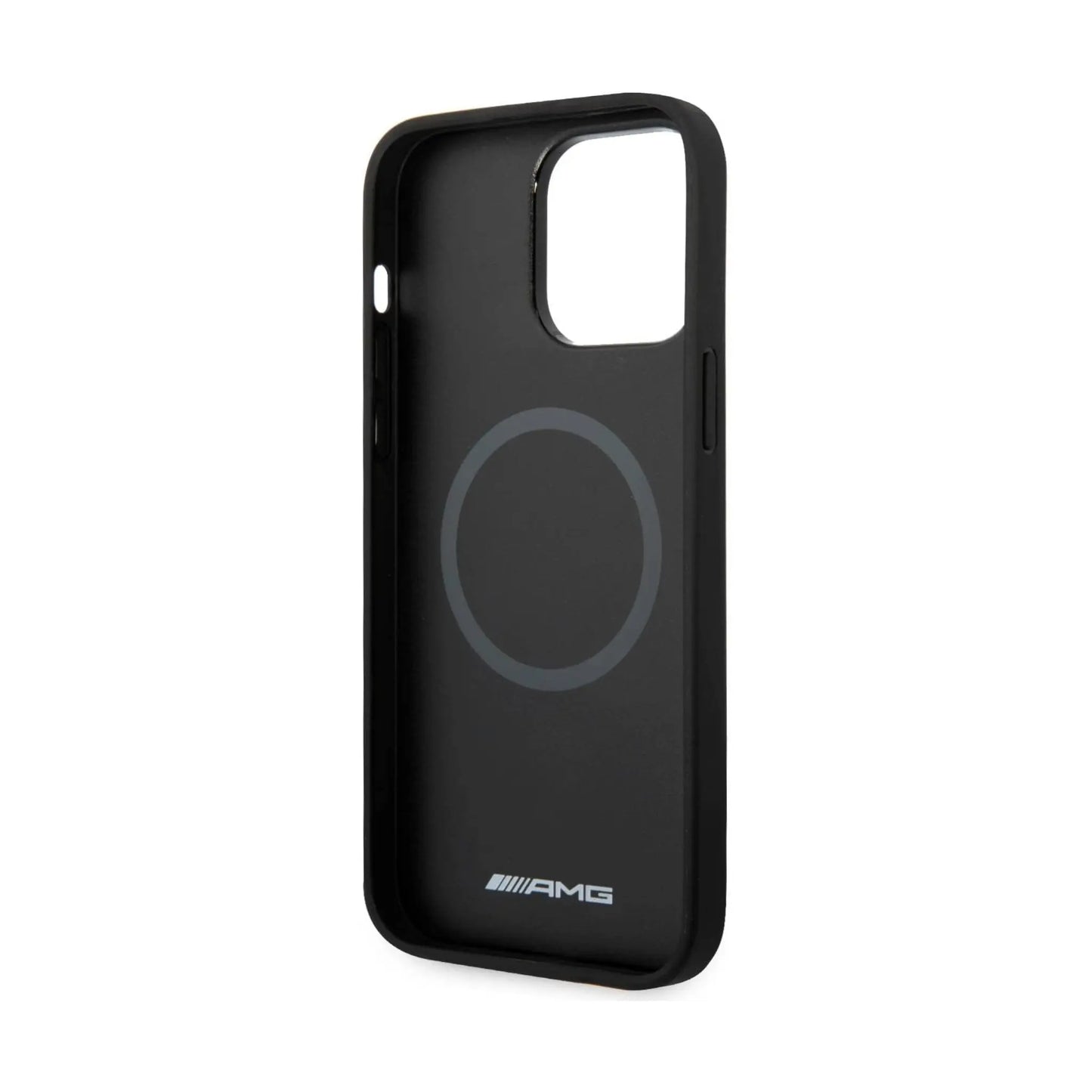 AMG iPhone 14 Pro Max Hülle, Schwarz – Leder Gebogene Linien MagSafe