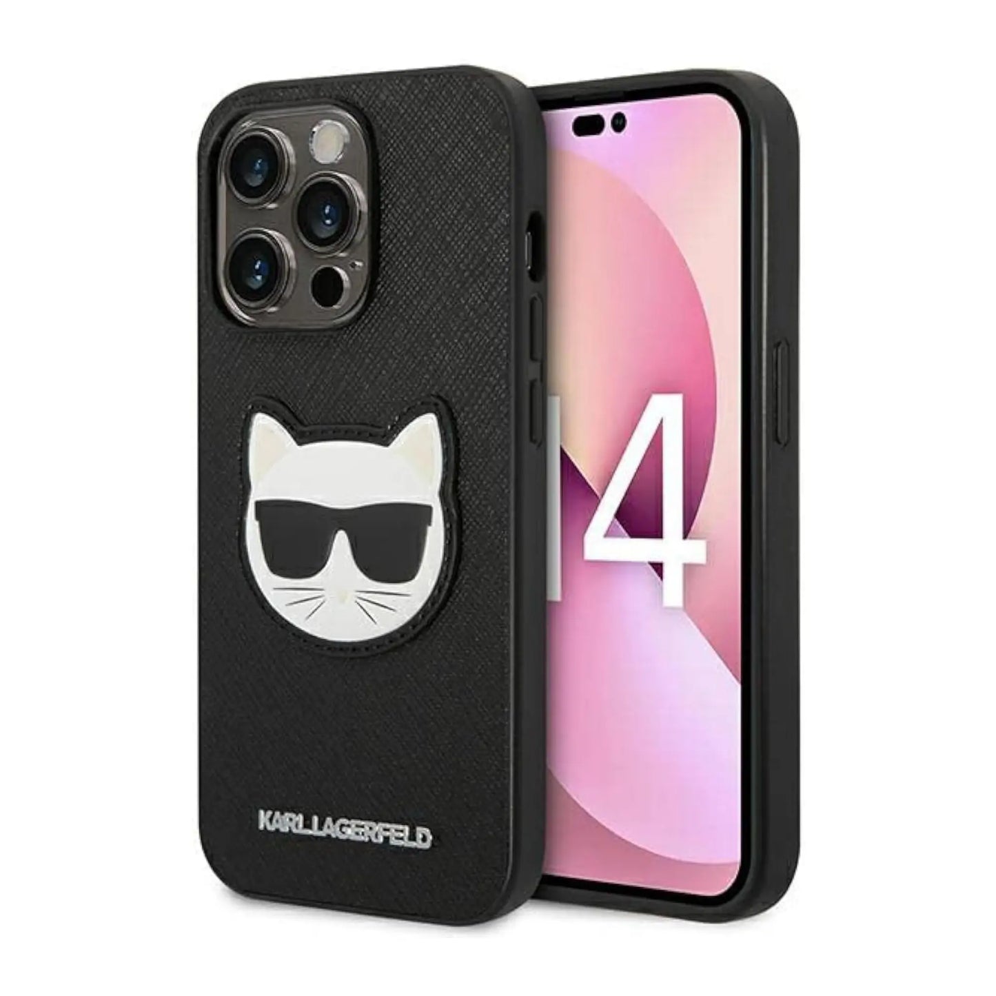 Karl Lagerfeld Saffiano Choupette Head Patch Case, Schwarz - iPhone 14 Pro Max