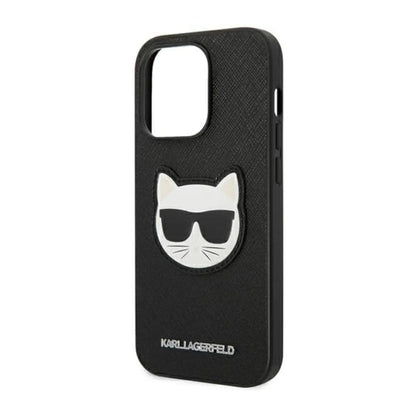 Karl Lagerfeld Saffiano Choupette Head Patch Case, Schwarz - iPhone 14 Pro Max